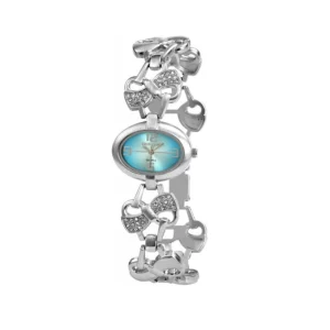 Montre-femme-avec-zirconium-cadran-turquoise-elegante-Calysta