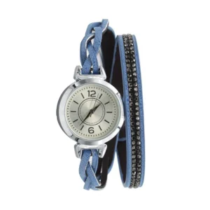 Montre-femme-argente-bracelet-bleu-et-strass-Calysta