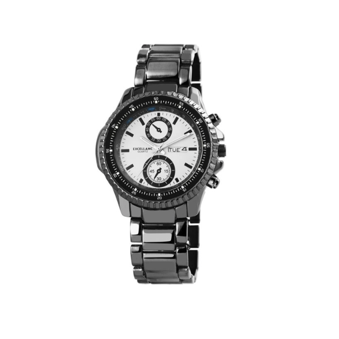 Montre-homme-Chris-Calysta Montre-homme-acier-noir-ecran-blanc-Calysta