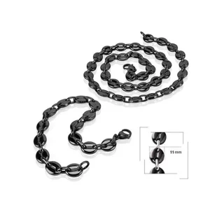 Parure-homme-chaine-et-bracelet-acier-anthracite-grain-de-cafe-Calysta