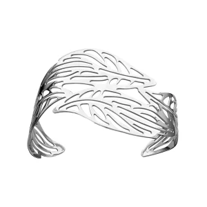 Bracelet-femme-manchette-acier-argent-feuille-Calysta
